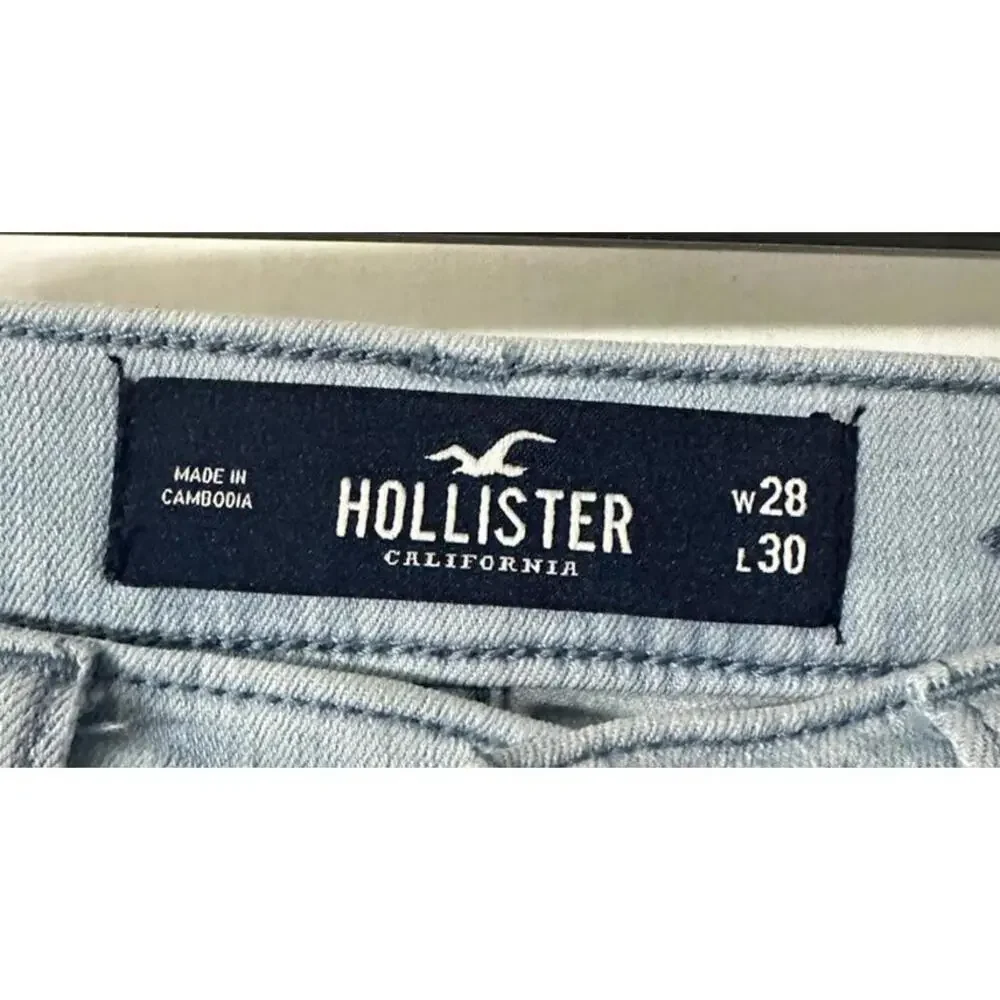 Hollister Womens Light Wash Distressed Skinny Stretch Jeans Denim Size 28x30 EUC